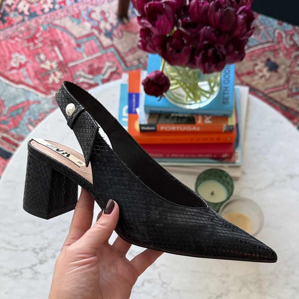 ZARA chic black slingback heels